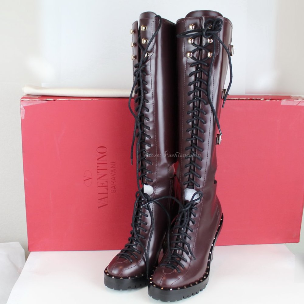 New Valentino Garavani RUNWAY Soul Rockstud Cutout Boots, EU 37